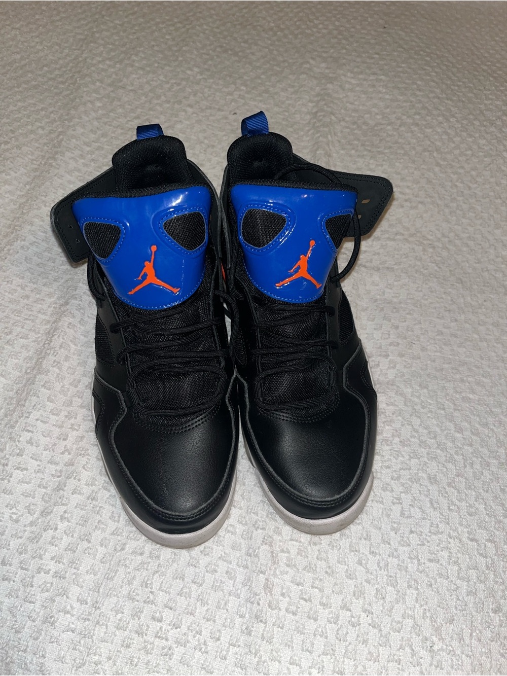 Jordan Kids Black and Blue Sneakers with Orange Jumpman